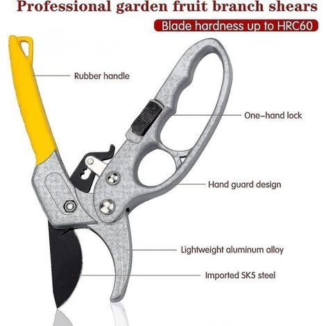 Sécateur de Jardin Professionnel avec Poignées Antidérapantes en Caoutchouc – Coupe Précise des Tiges et Branches jusqu’à 20 mm (1/5)