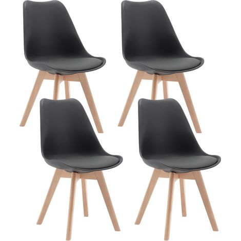 WOLTU 4x Living Room Home Office Lounge Chairs Dining Chairs Kitchen Wooden Faux Leather Chairs Grey (1/5)
