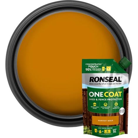 Ronseal One Coat Shed & Fence Refill Pouch Harvest Gold 950ml RSLOCFLHGPCH