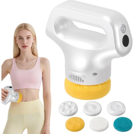 Tragbares, wiederaufladbares, kabelloses Handmassagegerät zur Körperformung und Anti-Cellulite-Behandlung mit 3 waschbaren Pads – geeignet für Bauch, Nacken (1/3)