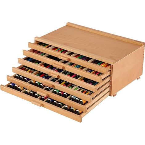 Box of Storage in Wood TO 6 Drawers For Supplies d'artiste With Separators Removable, Box of Storage in Wood of Hetre of First Quality, Storage For Supplies floral (1/5)