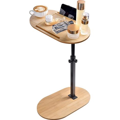 Table de chevet de style industriel, table de lit, hauteur réglable, plateau pour baignoire en bambou, peu encombrant, table de chevet, 43 77,5 x 40 x 22 cm (1/5)