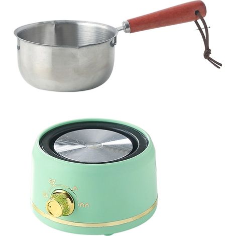 Heiße Schokolade Schmelztopf Set, 500ml Edelstahl Mini-Wärmer mit Heizelement, geeignet für die Herstellung von Süßwaren zu Hause (Mintgrün) (1/5)