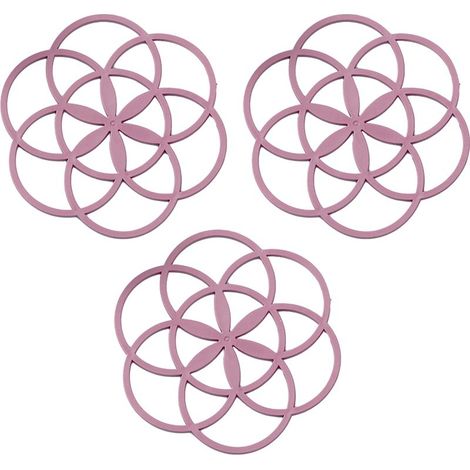 Lot de 2 dessous de plat en silicone épais, antidérapants et résistants à la chaleur, rouges, pour plats chauds, casseroles et poêles. (1/4)