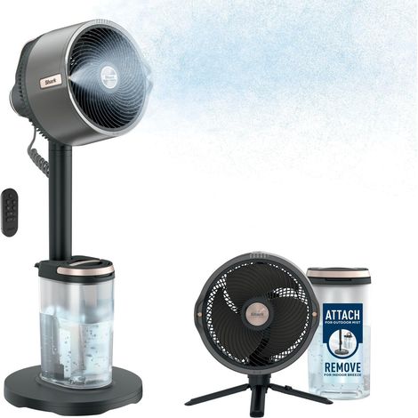 Shark FA300EU Ventilatore FlexBreeze Pro Mist Nebulizzatore da Tavolo-Pavimento Antracite