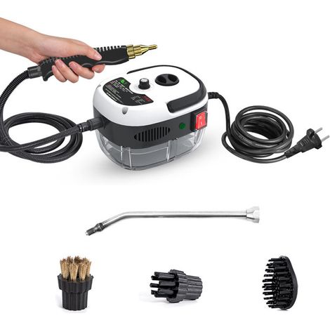 1 portable steam cleaner, 2500 W high pressure, 105 °C with brush heads, for kitchen, bathroom, car
