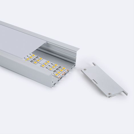 Aluminiumprofil Einbau XL für LED Streifen bis 60 mm Aluminium 2 m Weiß transluzent
