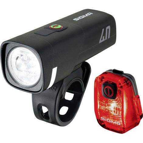 Sigma Fahrradbeleuchtung Set Aura 40 / Hiro 10 Set Akkubetriebenes LED-Leuchtmittel akkubetrieben Sc (1/5)