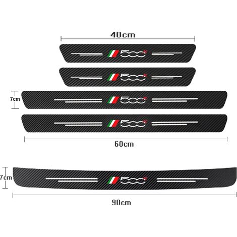 (5 pièces pour 500x) 5 pièces de protections de seuil de porte pour Fiat 500 500C 2012 500X 500L Abarth 695 - Accessoires autocollants en fibre de carbone pour seuil de porte (1/3)