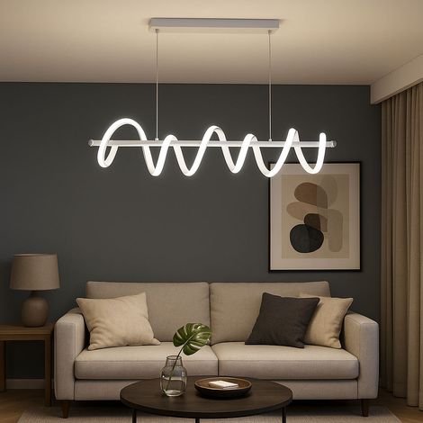 Lampadario a sospensione con luci a led da soffitto stile moderno twister 4800 lumen 60w luce bianca fredda 6500K (1/4)