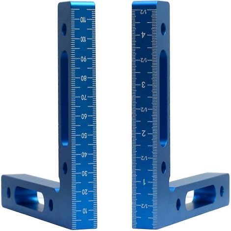 Ensemble de 2 équerres de positionnement en alliage d'aluminium à 90°, pince carrée 12 x 12 cm, équerres à angle droit, équerre d'angle en L à 90° pour le serrage de boîtes (1/5)