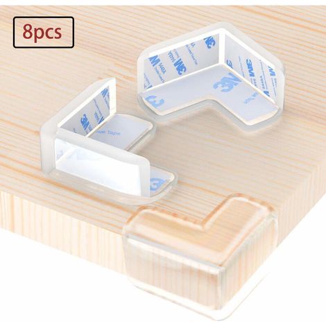 Protège-coins (paquet de 8) Protège-coins transparents Gel antiadhésif élevé Meilleurs protecteurs de coins pour bébé Protège les blessures à la tête des enfants Tables, meubles et coins pointus (1/5)