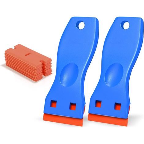 MINKUROW 2 Pezzi Raschietto in Plastica Raschietto per Vetro Raschietto per Piatti in Vetroceramica con 10 Raschietti in Plastica per Rimuovere Etichette Colla Vernice Adesivi e Decalcomanie (1/5)