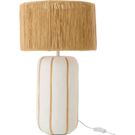 Lampe à Poser à Rayures "Irvin" 60cm Naturel & Blanc (1/5)