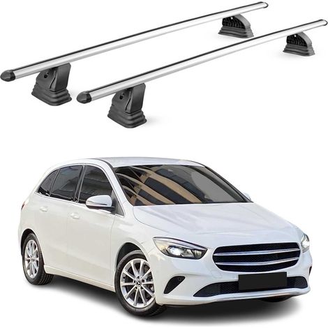 OMAC Barres de toit transversales en aluminium pour Mercedes Classe B W247 2019-2026 – TÜV / DIN 75302:2019 – Antivol inclus – Charge max 75 kg – 2 barres – Gris (1/4)