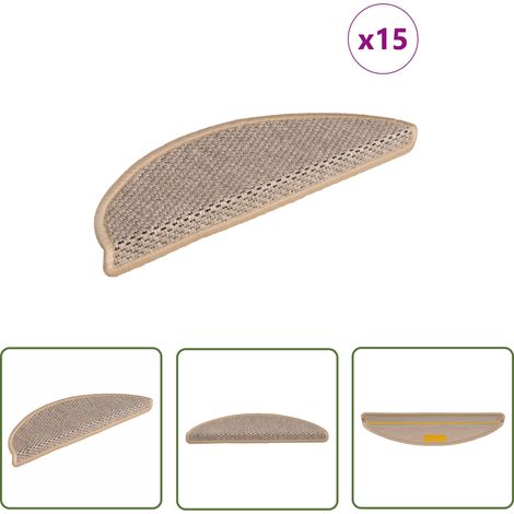 The Living Store Tapis d'escalier autocollants 15 pcs 56x17x3 cm Beige clair - Tapis D'escalier - Tapis Marche - Antidérapant - Décoration Escalier - Protection Escalier (1/5)