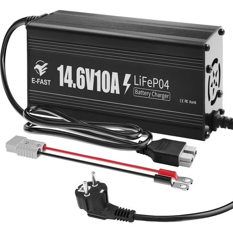 Chargeur de Batterie Automobile LiFePO4 14,6V 10A Chargeur Batterie 12V Protection Multiple Chargement Rapide pour Batterie au Lithium 12V (1/5)