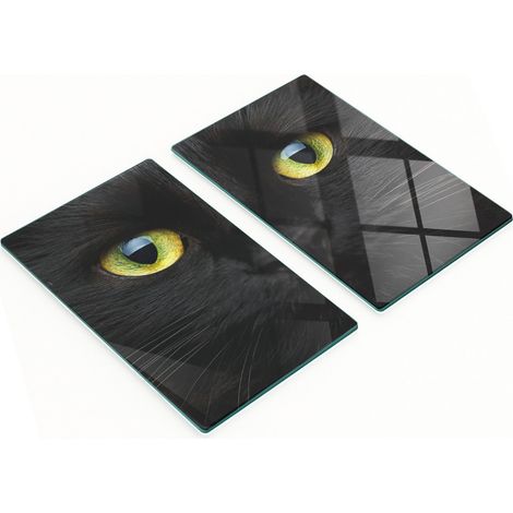 Planches à apéritif décoratives en verre, motif œil de chat, 2 x 30 x 52 cm (1/5)