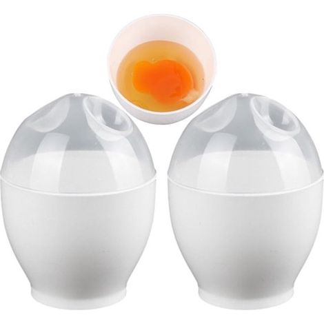 Escalfador de huevos para microondas - Cocedor de huevos - Preparación del desayuno - Conserva la humedad - 7 x 9,5 cm - Varios colores (1/5)