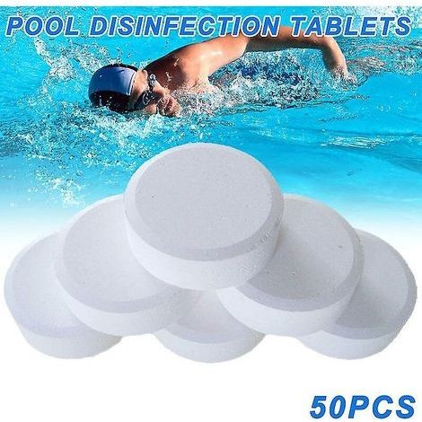 Désinfectant chloré de piscine – Lot de 50 pastilles multifonctions – Désinfection rapide pour baignoire et spa – Aide à prévenir les algues – (1/5)