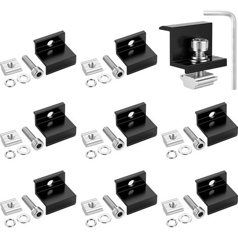 Support Montage Panneau Solaire en Z, Lot de 8 Fixation Panneau Solaire 30mm, Supports en Z Modules Solaires avec Clé Hexagonale, Kit de Supports de Panneau Solaire pour Toiture, Mural (1/5)