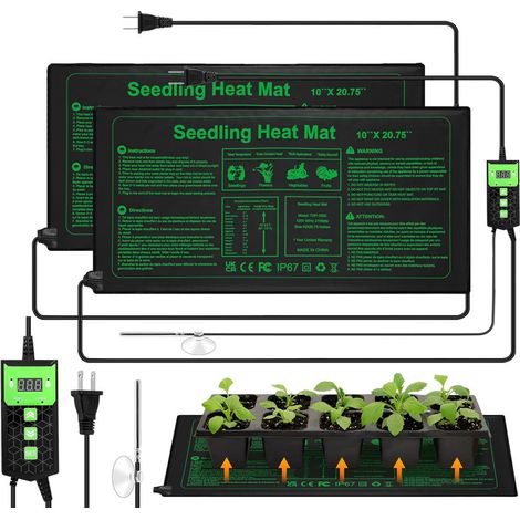 2-piece set heating mats for plants with thermostat for seedlings, pets, and reptiles – Germination and temperature control mats, safe and durable