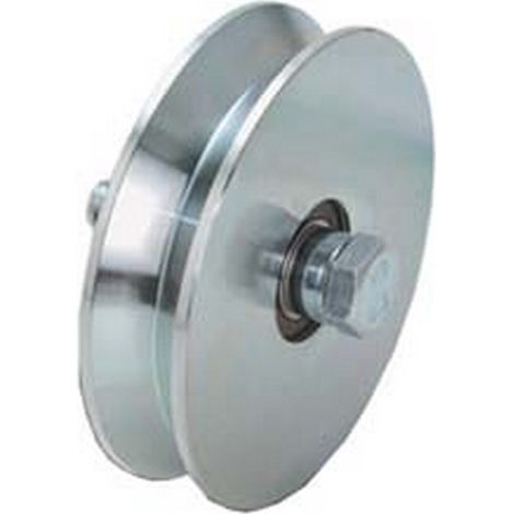 1PZ RUOTA CANCELLI GOLA V CON 2 CUSCINETTI A SFERA ART.407 - mm.160x32 - portata Kg.570 - gola V 92
