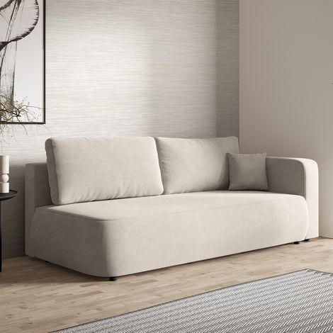 3-Sitzer-Sofa mit Bettkasten und umklappbarer Armlehne Antonio Hellgrau
