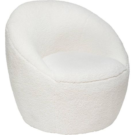 Atmosphera – Fauteuil relax Romi bouclette blanc – Revêtement polyester – Dimensions L. 75 x P. 77 x H. 70 cm – Hauteur d'assise 41 cm (1/10)