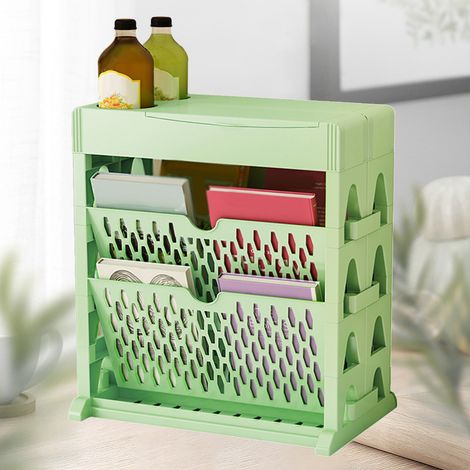 Étagère à livres de rangement, petite bibliothèque, grande capacité, accès facile pour salon et chambre, double rangée, 2 niveaux, verte (1/5)
