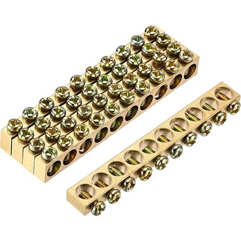 5 Pièces Borne Terre Barre Vis Bloc Barrière 10 Positions  Laiton, 82,1mmx5,7mmx10mm pour Électrique Distribution (1/5)