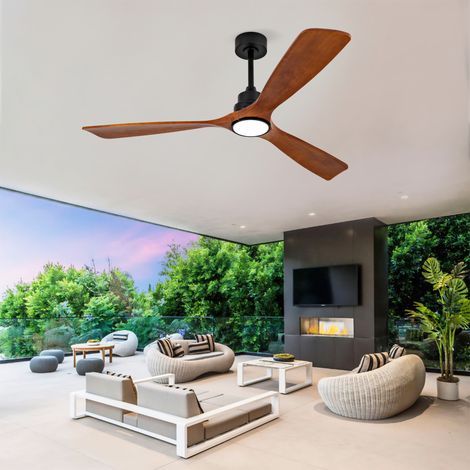 60 pouces Ventilateur de Plafond avec Éclairage et Télécommande, 3CCT, 3 Températures de Couleur, Intensité Variable, 6 Vitesses, Fonction Mémoire, Adapté aux Villas, Maisons de Vacances et Vérandas (1/5)
