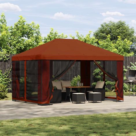 vidaXL Gazebo 4 × 3 m Terracotta Poliestere e Acciaio 190 gsm (1/4)