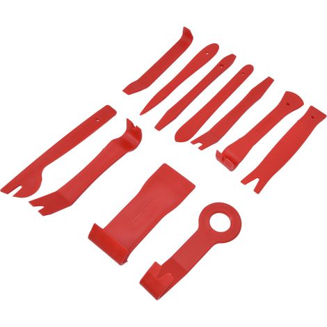 Kit 11 pièces démontage auto en fibre de verre et nylon, outil d'installation autoradio, démonteur de garnitures voiture, rouge. (1/5)