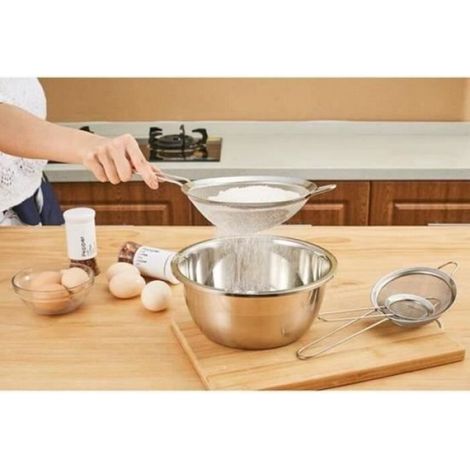 Lot de 3 Passoires mailles fines avec Poignée Tamis de Cuisine - 8cm 12cm et 18cm (1/4)