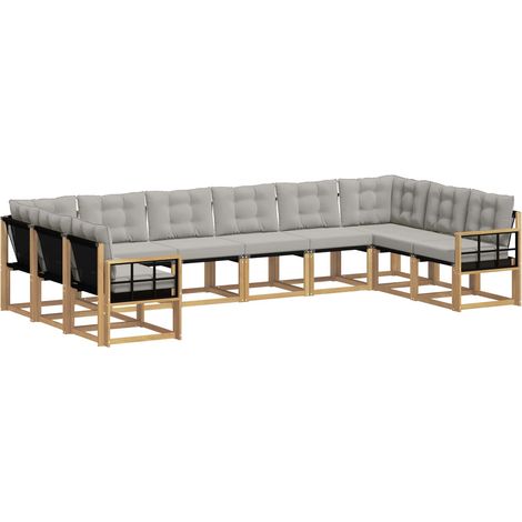 Conjunto de sofás de exterior 10 pcs Blanco y Gris Claro vidaXL (1/5)