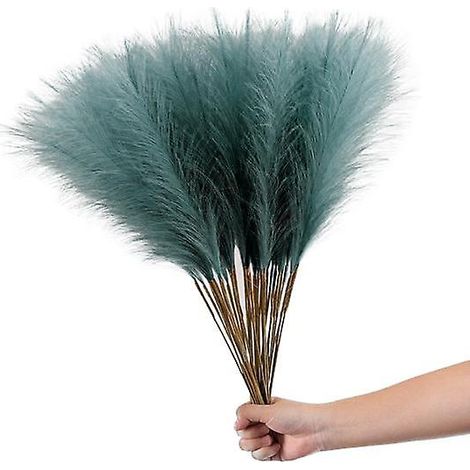 Lot de 20 tiges artificielles en roseau, sans arrosage, à la texture transparente, imitant l'herbe de la pampa, pour la décoration intérieure.bleu (1/5)