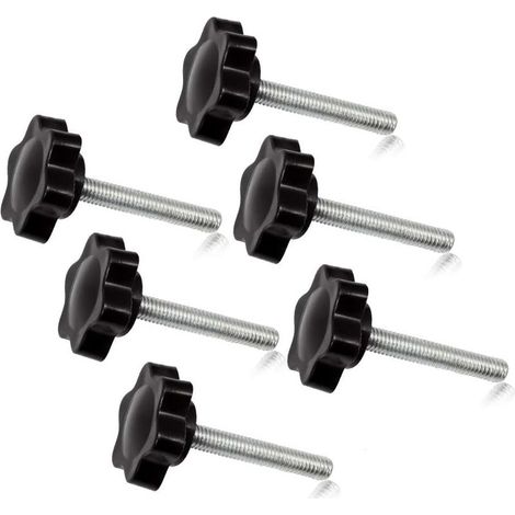 Lot de 6 vis de serrage M5 x 30 prune en forme de vis moletées avec filetage mâle (1/5)