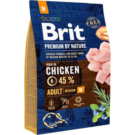Croquettes BRIT Premium by Nature Adult M - Poulet - 8 kg
