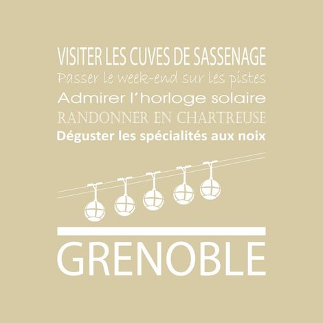 Tableau sur toile Grenoble beige 30x30 cm - Impression sur Toile Murale Décorative - Image imprimée en HD sur Toile - Toile sur Châssis en Bois FSC - Fabriqué en France