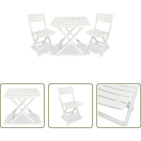 Chaises de jardin -  Ensemble de bistro pliable 3 pcs Plastique Blanc (1/5)