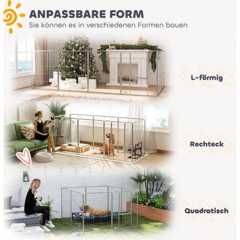 Enclos réglable pour chien en acier inoxydable, barrière de jeu pour animal, espace sécurisé extérieur (1/4)