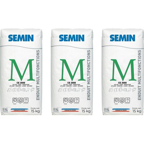 Enduit Multifonctions Semin - CE 3000 - pour Coller, Fixer, Reboucher, Aplanir, Lisser et Décorer - Sac de 15 kg (lot de 3) (1/5)