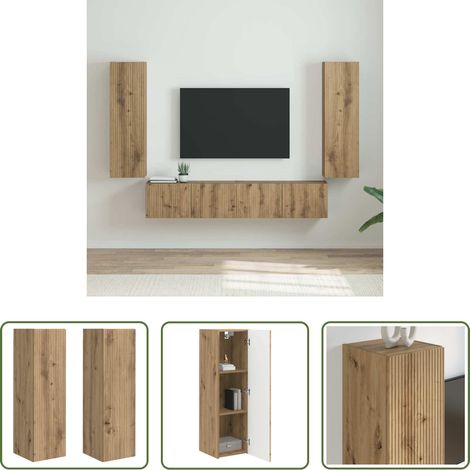 Wandregal -  TV-Wandschrank 2 pcs Kunsthandwerk Eiche 30 x 31 x 100 cm (1/5)