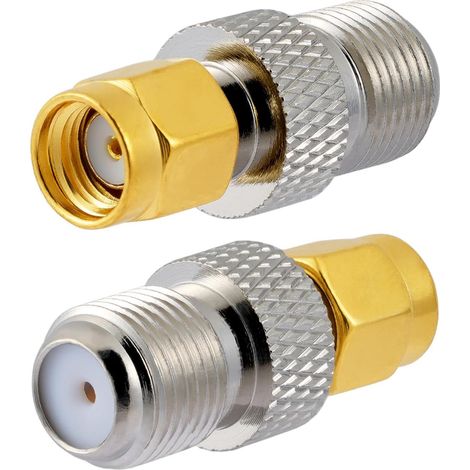 2 Pièces Adaptateur Coaxial RF F Femelle vers RP SMA Mâle 50 Ohm Adaptateur d'Antenne F à RP SMA en Laiton Plaqué Or pour Antenne Radio TV (1/5)