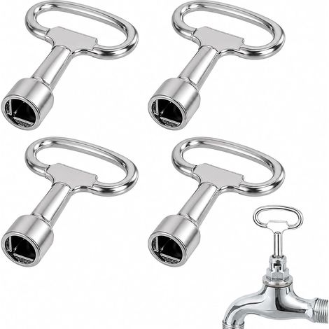 Lot de 4 clés carrées pour robinet - Clé à 4 pans - Clé extérieure - Clé carrée de 8 mm - En alliage de zinc - Pour boîte de compteur de gaz - Clé universelle d'angle (1/5)