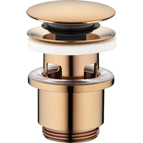 1 - Bonde de Lavabo - Système Clic-Clac - Avec Trop Plein - Finition Rose Gold - Certification NF - Diamètre 63 mm