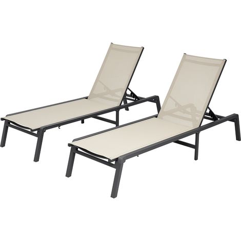 VEVOR Sonnenliege, 181,44 kg Tragkraft, Klappbarer Liegestuhl aus Aluminium, 2er-Set, Gartenliege mit 5 verstellbaren Positionen, Strandliege für Outdoor, Pool, Strand, Terrasse, Patio, Rasen (1/5)