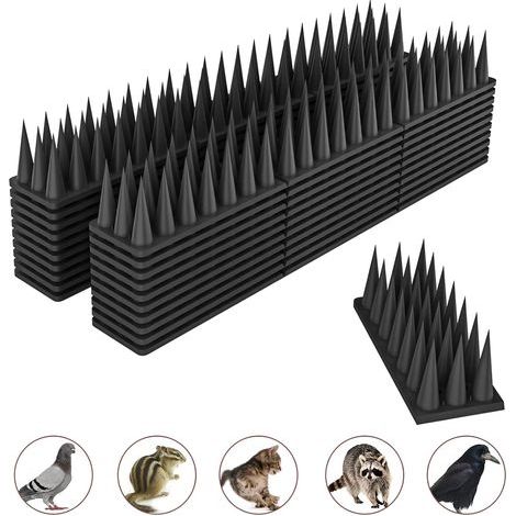 Anti Pigeon pour Balcon Plastique, Repulsif Chat Kit, Repulsif Oiseaux pour Effrayer Corbeaux, Moineaux, Chats - 20 Pièces Noir (1/4)