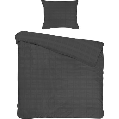 Baumwollbettwäsche 140x200 Satin Marsela Premium - Makosatin Anthrazit (1/5)